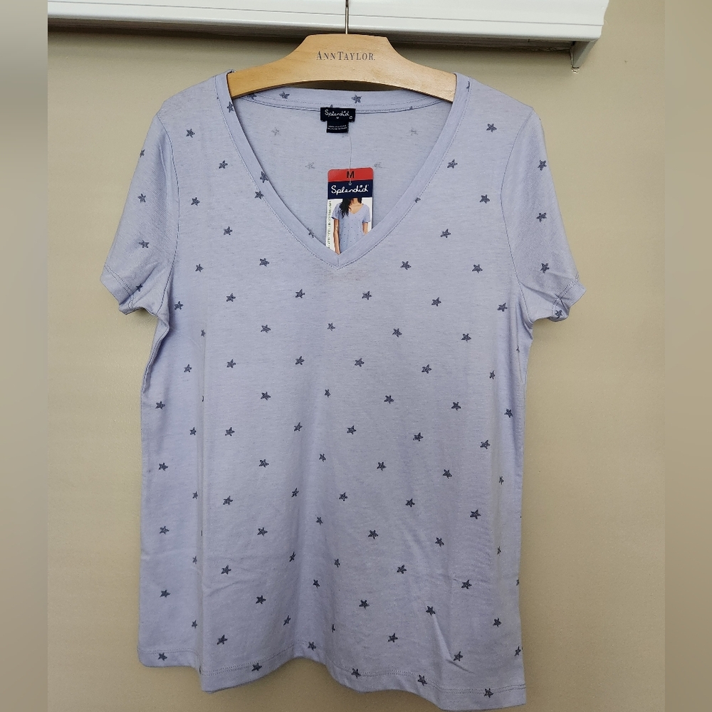 Splendid Women Short Sleeve V-Neck Tee~LAVENDER~MEDIUM **NEW